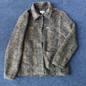Brixton Jacket Mens Small Brown Black Leopard Print Chore Shacket Overshirt